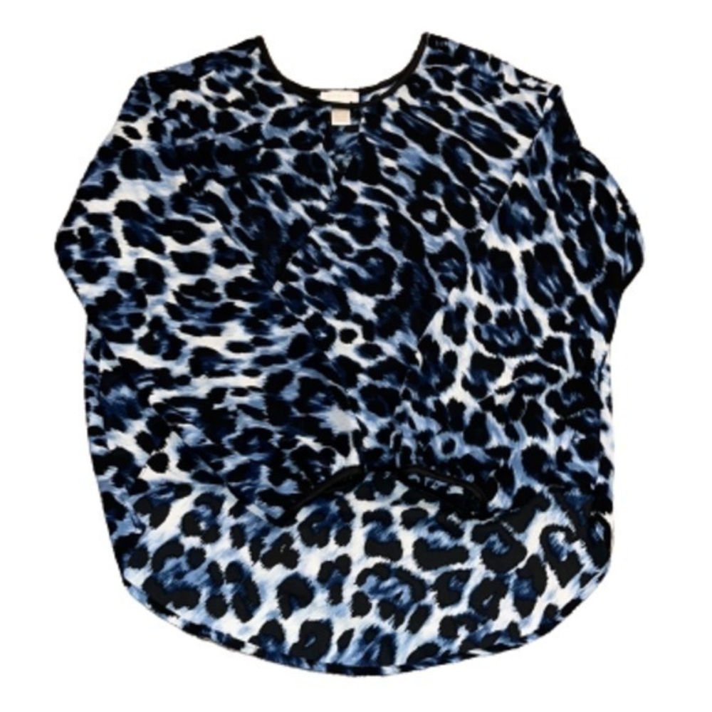 Cache’ navy blue animal print top size XS